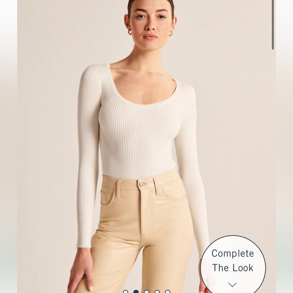Abercrombie Long-Sleeve Squareneck Sweater Bodysuit - Picture 4 of 7
